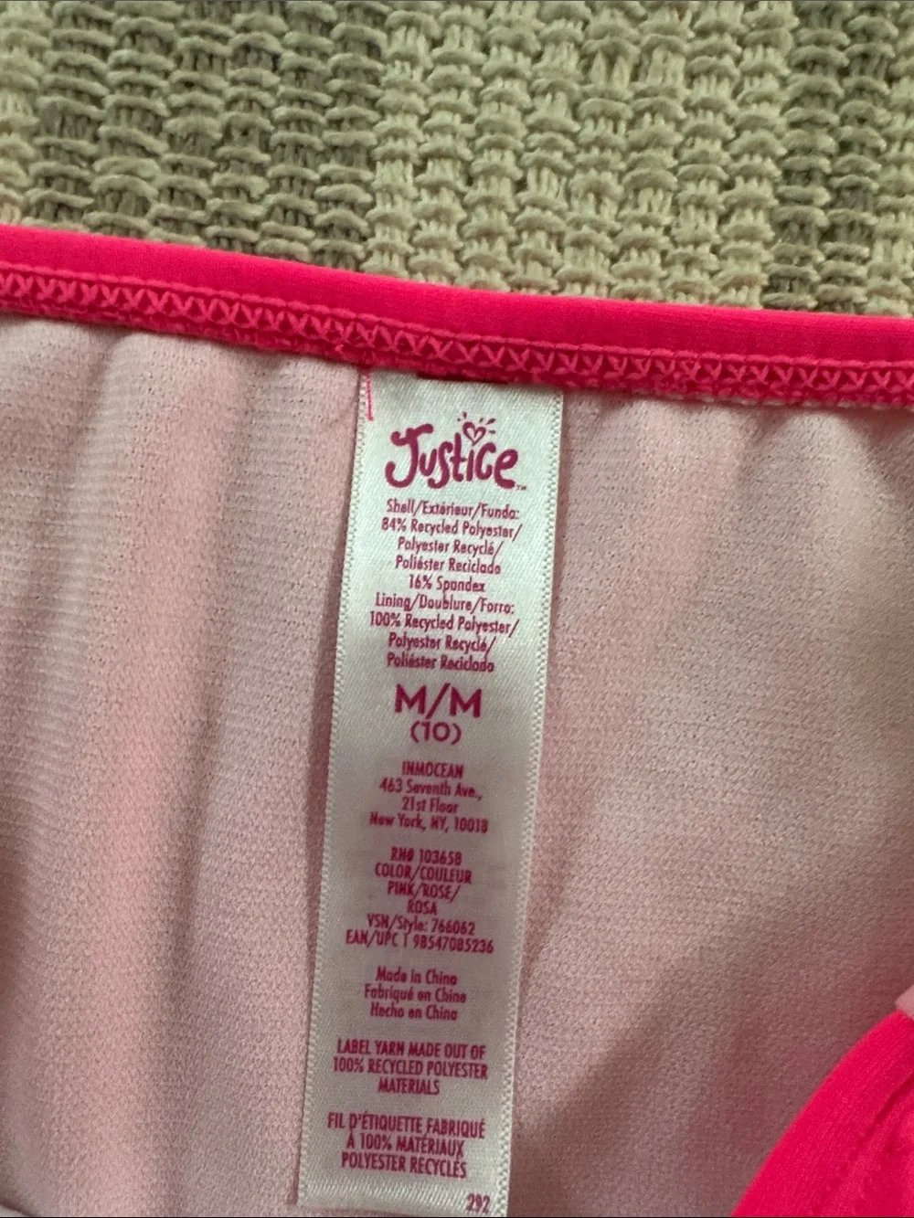 Justice Girls Two-Piece Swim Set in Hot Pink & Mint